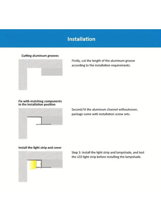 قناة إضاءة LED من الألومنيوم الأبيض 6 قطع 0.5 متر لكل قطعة سهلة التركيب للسقف والأرفف - Image 4
