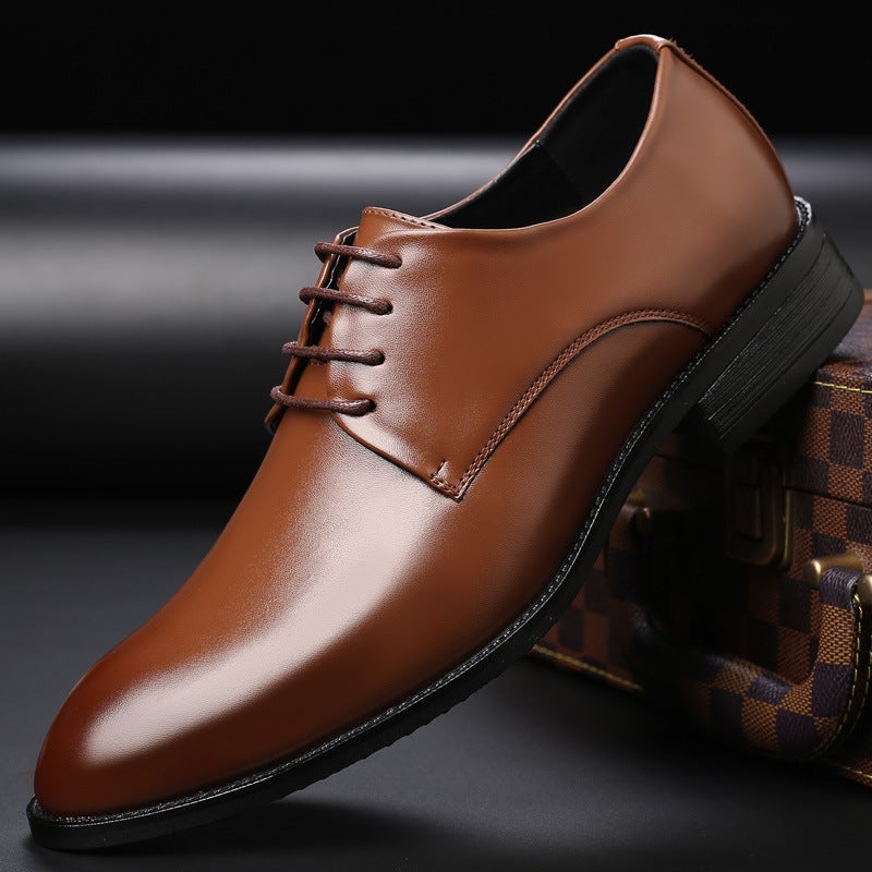 2023 Summer Plus Size 4748 Glossy Men'S Shoes Formal Wear Business Pointed Leather Shoes Casual Fashion Platform Height Increasing Shoes - Image 1
