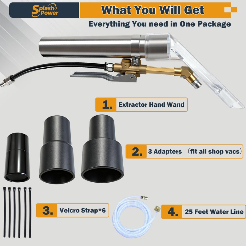SplashPower Universal Fit Any Brandâ€˜s Shop Vac Extractor Hose Kit Better Attachment Wet/Dry Vacuum Adapters for Carpet Cleaning Upholstery & Auto Car Detailing - Image 2