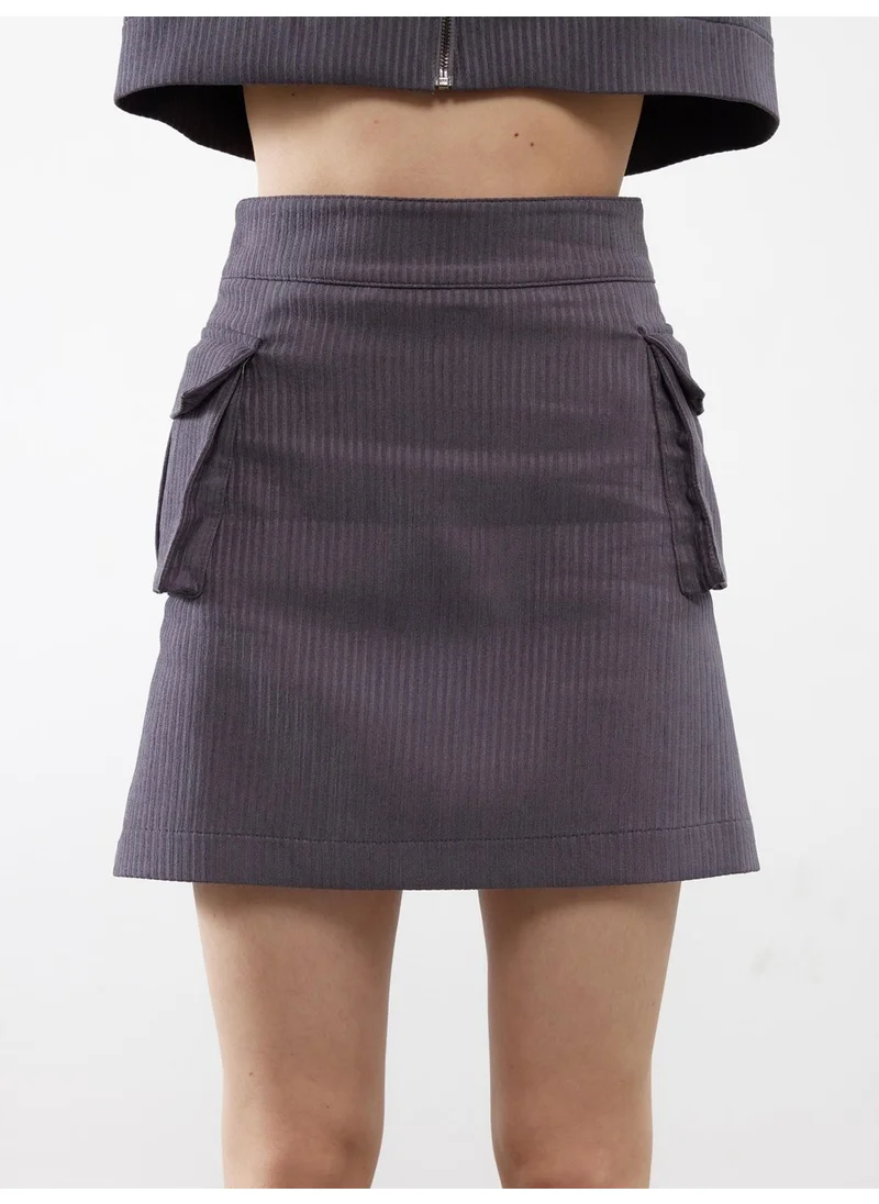 جاستي Velvet Pocket Detail Mini Skirt Anthracite