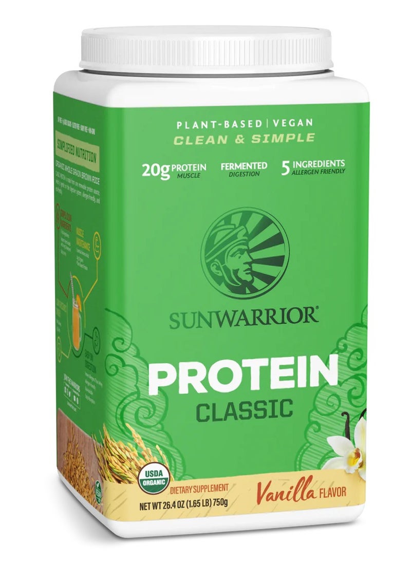 Sunwarrior Sunwarrior Classic Vanilla Protein Powder – Plant-Based, Organic, 750g  - Image 1