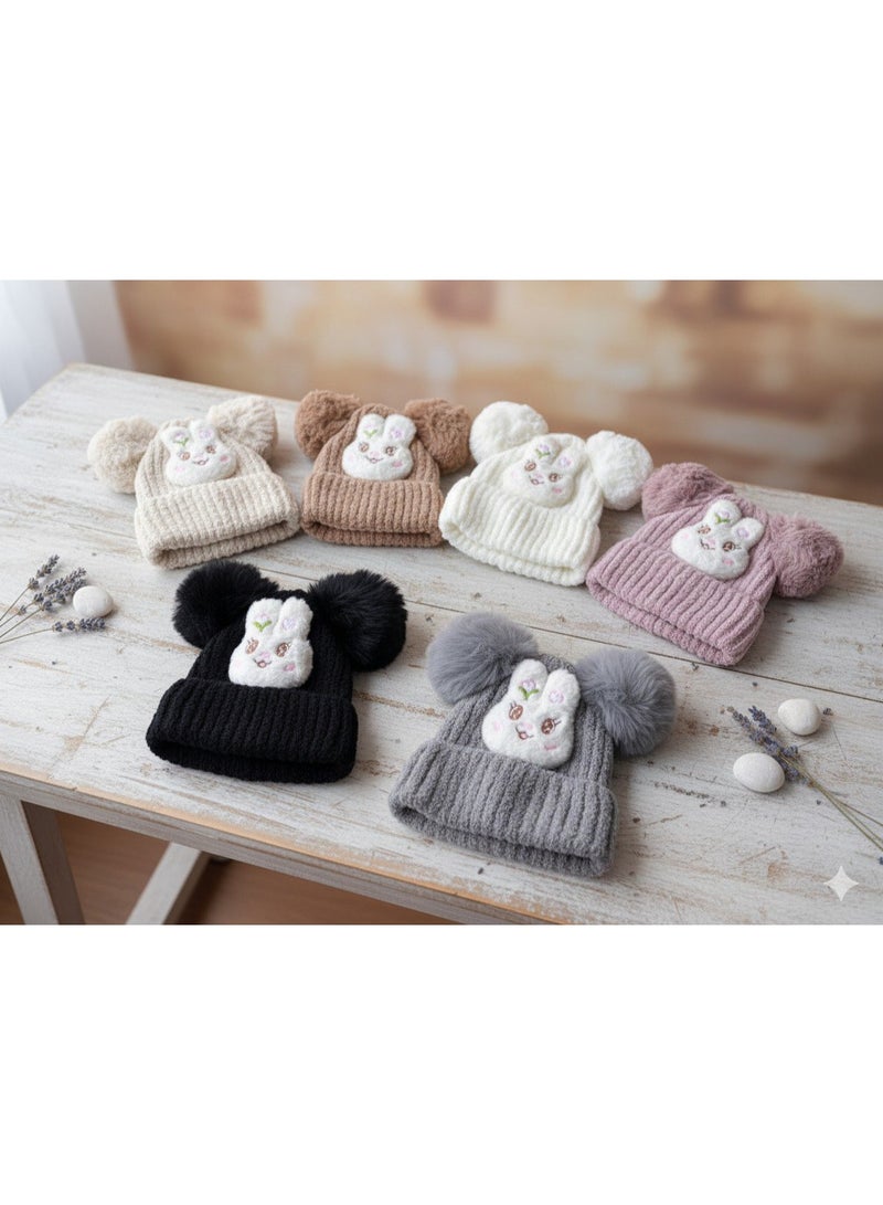 Cute Bear Winter Hat for Kids! Adorable and cute design with pop-out ears and a smiling bear face, suitable for boys and girls from infancy up to approximately 6 years old. Perfect for everyday outings or playing outdoors during winter. Easy to wear and gives your child a fun and adorable look. - Image 1