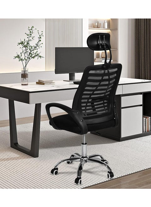 Office Chair Desk Chair Comfort  Home Office Computer Chair Ergonomic Height Adjustable Mesh Desk with Lumbar Support Backrest Black