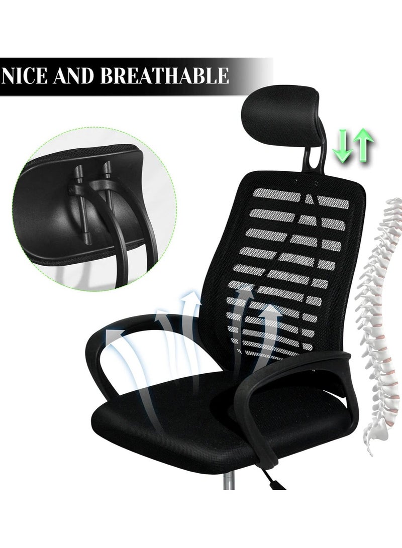  CityRiya-Long كرسي مكتب كرسي مكتب مريح للمنزل والمكتب كرسي كمبيوتر مريح بارتفاع قابل للتعديل مع مسند ظهر لدعم أسفل الظهر باللون الأسود - Image 2