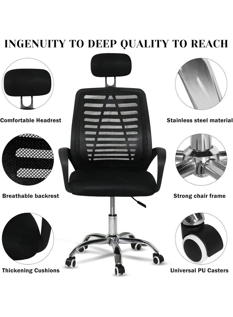  CityRiya-Long كرسي مكتب كرسي مكتب مريح للمنزل والمكتب كرسي كمبيوتر مريح بارتفاع قابل للتعديل مع مسند ظهر لدعم أسفل الظهر باللون الأسود - Image 3