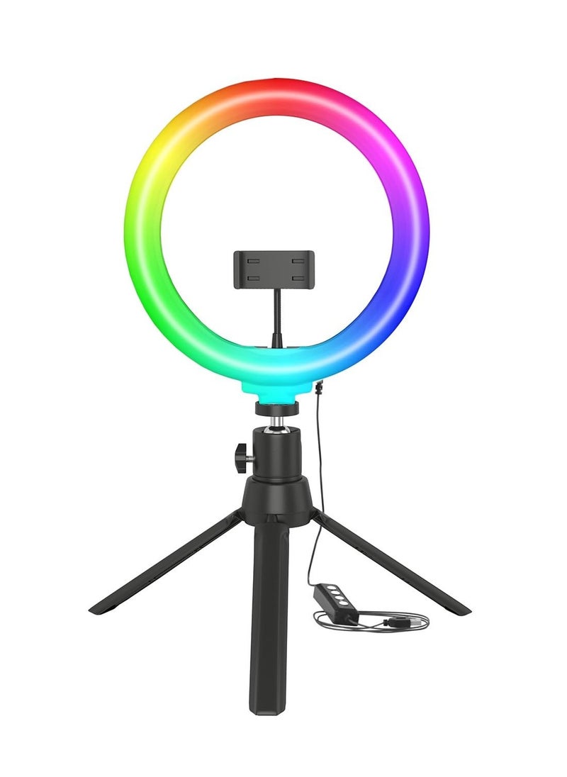 باس تيك - إضاءة حلقية LED ناعمة RGB كاملة MJ26، إضاءة حلقية LED ناعمة لسطح المكتب، مقاس 12 بوصة، 16 لون RGB مع حامل ثلاثي صغير، مناسبة لـ YouTube | جلسات تصوير | بث مباشر | مكياج، متوافقة مع جميع هواتف وكاميرات iOS/Android. - Image 1