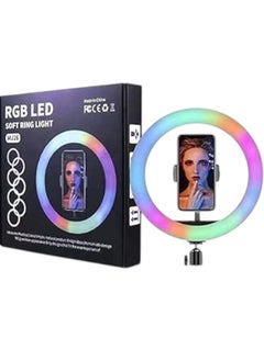 باس تيك إضاءة حلقية LED ناعمة RGB كاملة MJ26، إضاءة حلقية LED ناعمة لسطح المكتب، مقاس 12 بوصة، 16 لون RGB مع حامل ثلاثي صغير، مناسبة لـ YouTube | جلسات تصوير | بث مباشر | مكياج، متوافقة مع جميع هواتف وكاميرات iOS/Android.  - Image 2