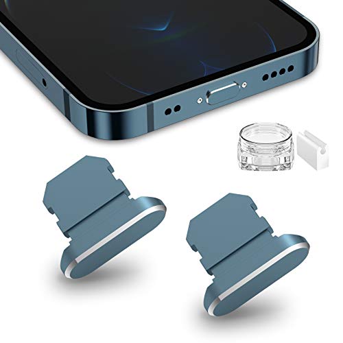 JimysCo TITACUTE 2 Pack Anti Dust Plugs for iPhone 14 Pro Max 13 12 Mini Dust Cover 8 Pin Dust Plug with Mini Storage Box iPhone Charging Port Plug for iPhone 11 XS XR X 8 Plus SE 2020 2022 iPad Mini Air Blue - Image 1