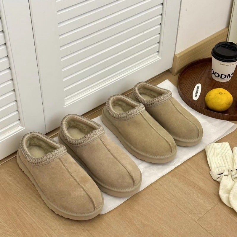 Ethnic Style Snow Boots Women'S Thick Bottom Woven Slippers Cowhide Wool Warm Foam Bottom Short Tube Non-Slip Increased Plus Size - Image 1