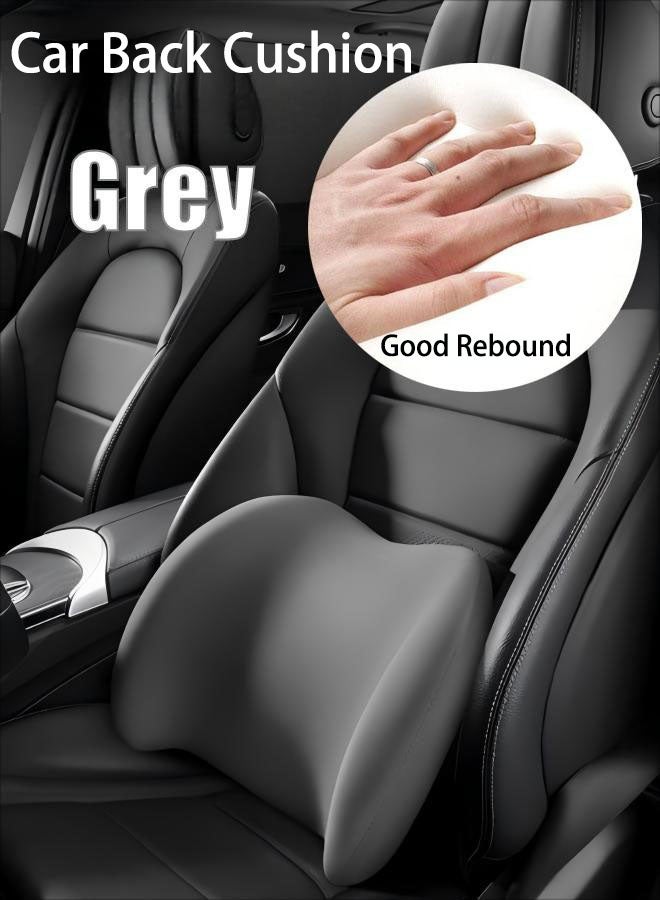 Car Back Cushion Lumbar Support  Memory Foam Ergonomic  Back Support Cushion  Office Chairs Car Seat For Pain Relief  Four Season Universal Breathable (Grey) - Image 1