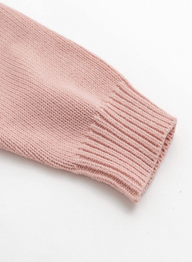 Curipeer Toddler Girls Knit Sweater Long Sleeve Crewneck Solid Pullover Knit Tops A-Pink - Image 5