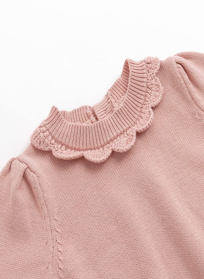 Curipeer Toddler Girls Knit Sweater Long Sleeve Crewneck Solid Pullover Knit Tops A-Pink - Image 3