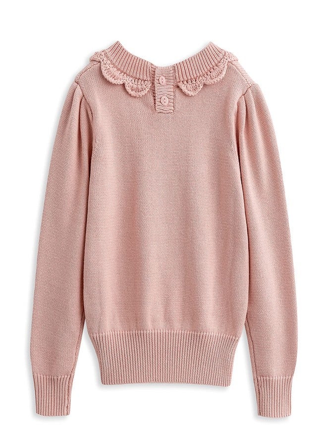 Curipeer Toddler Girls Knit Sweater Long Sleeve Crewneck Solid Pullover Knit Tops A-Pink - Image 2