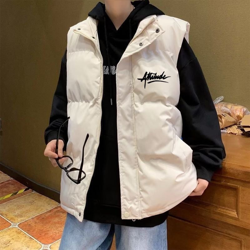 Korean-Style Waistcoat Men'S And Women'S Trendy Stand Collar Cotton-Padded Jacket Slim-Fit Thickened Waistcoat Warm Waistcoat Waistcoat Jacket - Image 5