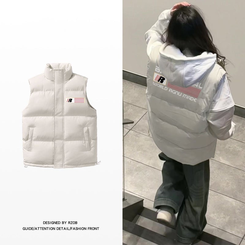 Korean-Style Waistcoat Men'S And Women'S Trendy Stand Collar Cotton-Padded Jacket Slim-Fit Thickened Waistcoat Warm Waistcoat Waistcoat Jacket - Image 3