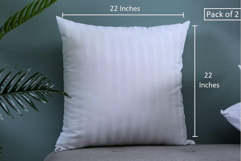 HFI UrbanArts Comfort Microfiber Cushion Fillers - Pack of 2 Pcs, 22 x 22 Inches, 55 x 55 Cms, White, Hotel Quality| Cushions for Sofa, Bed Cushions, Pillow Cushion - Image 2
