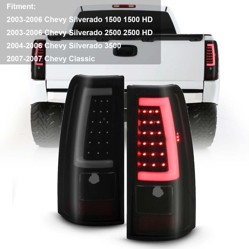 MOCW Updated LED Tail Light Assembly for 2003 2004 2005 2006 Chevy Silverado 1500 2500 3500 GMC Sierra 1500 2500HD 3500,Smoke Black LED Rear Brake Lamps,Driver & Passenger Side - Image 5