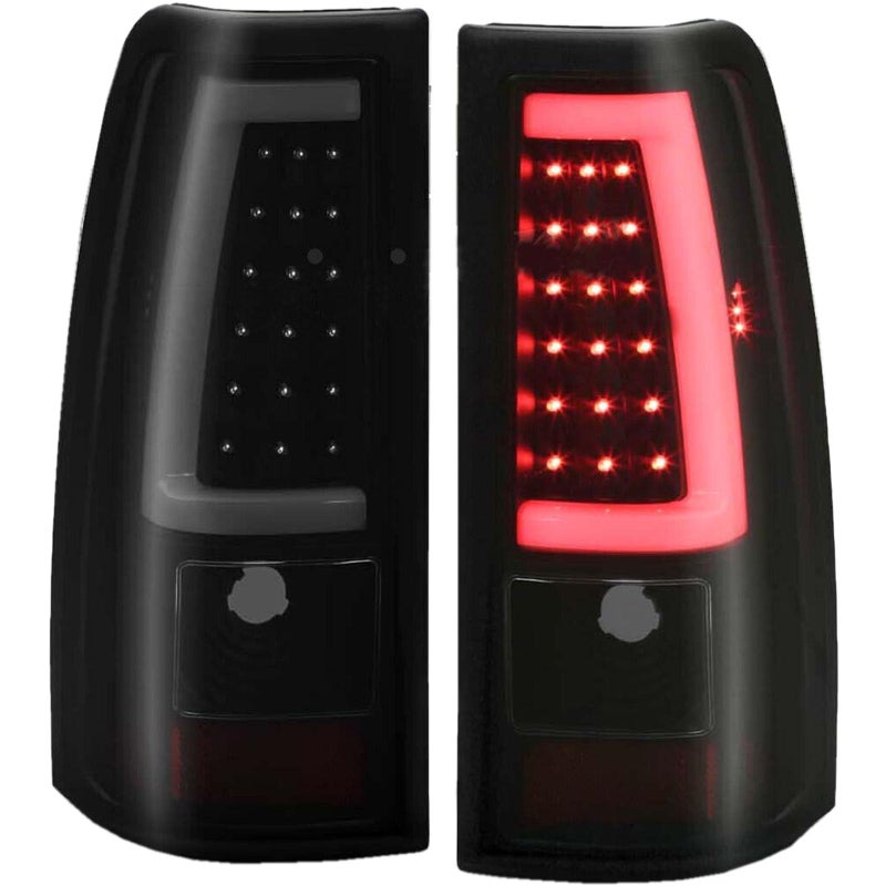 MOCW Updated LED Tail Light Assembly for 2003 2004 2005 2006 Chevy Silverado 1500 2500 3500 GMC Sierra 1500 2500HD 3500,Smoke Black LED Rear Brake Lamps,Driver & Passenger Side - Image 1