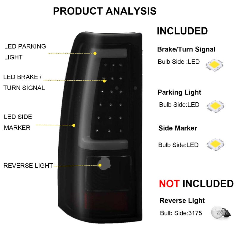 MOCW Updated LED Tail Light Assembly for 2003 2004 2005 2006 Chevy Silverado 1500 2500 3500 GMC Sierra 1500 2500HD 3500,Smoke Black LED Rear Brake Lamps,Driver & Passenger Side - Image 3