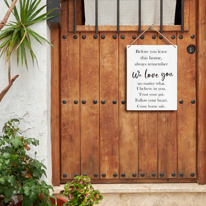 FUGWN Before You Leave This Home Always Remember We Love You Sign Hanging Wooden Signs 8x10, We Love You Wall Sign Decor, Entryway Wall Decor, Inspirational Motivational - Image 3
