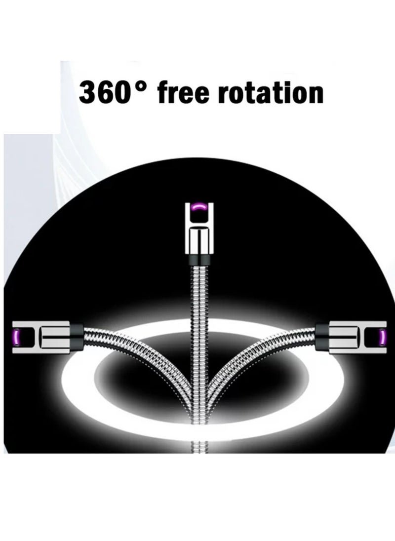Yuwell Electric BBQ Lighter 360 Degree Windproof Flameless Flexible Neck Long USB Type-C Rechargeable Electric Candle Arc Lighter With LED Battery Display Blue  - Image 3