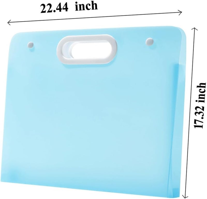 Sohynca Plastic Art Portfolio, Large Art Portfolio with Handles,Waterproof Portfolio Folder for Artwork, Arts Storage Case for Drawing Sketch Photography Poster (Blue 22.44 x 17.32 inch) - Image 2