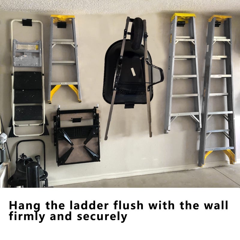 Juformin Heavy-Duty Wall Mount Ladder Hooks for Storage - Wheelbarrow Hangers for Garage Wall - 1 Pack - Image 4