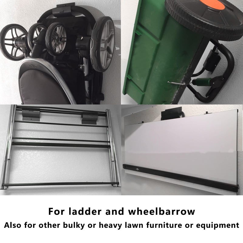 Juformin Heavy-Duty Wall Mount Ladder Hooks for Storage - Wheelbarrow Hangers for Garage Wall - 1 Pack - Image 5