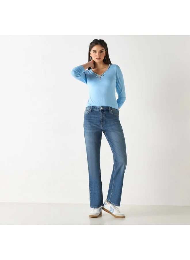 Lee Cooper Lee Cooper Solid Bootcut Jeans with Pockets