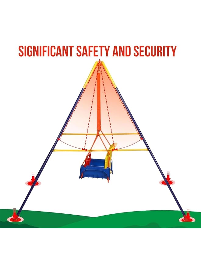 Piccasio Baby Swing Set Heavy Duty Kids Swing Seat Folding Metal Stand For Indoor & Outdoor Use Clear Instruction & Easy To Assemble (Swing With Stand) - Image 4