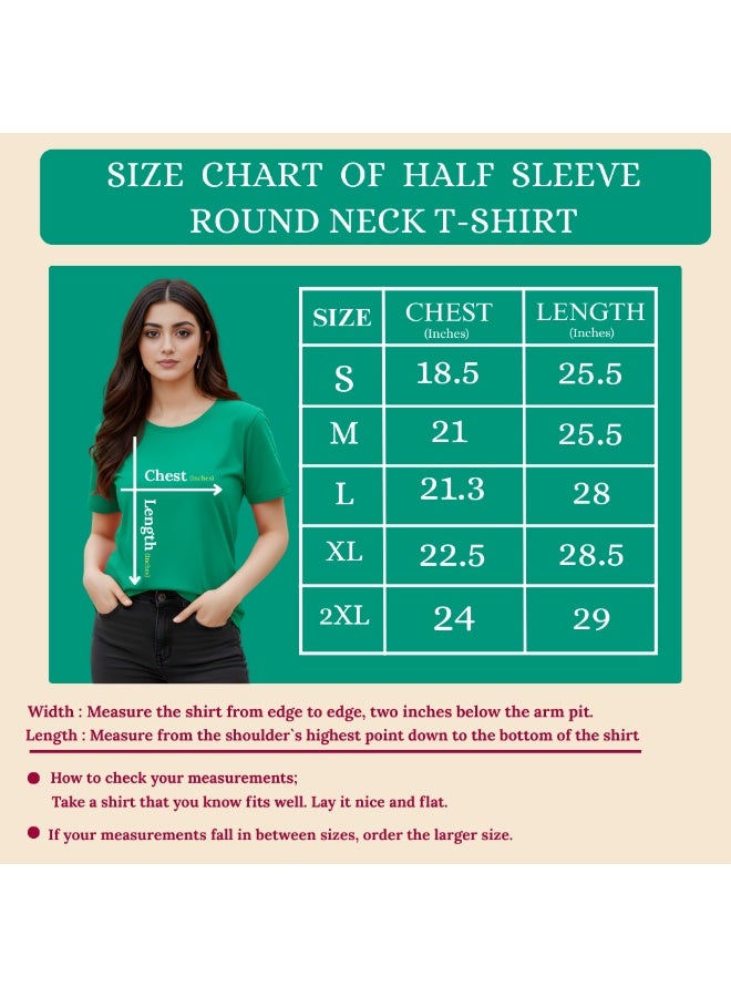 PRINTSHOP4ME Pack Of 5 Women's Round Neck T-Shirts | Short Sleeve | Cotton Tees | Comfortable Casual Wear For Daily Use, Gym - Image 3