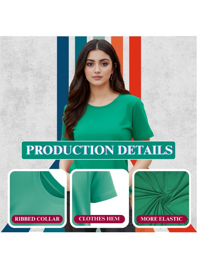 PRINTSHOP4ME Pack Of 5 Women's Round Neck T-Shirts | Short Sleeve | Cotton Tees | Comfortable Casual Wear For Daily Use, Gym - Image 5