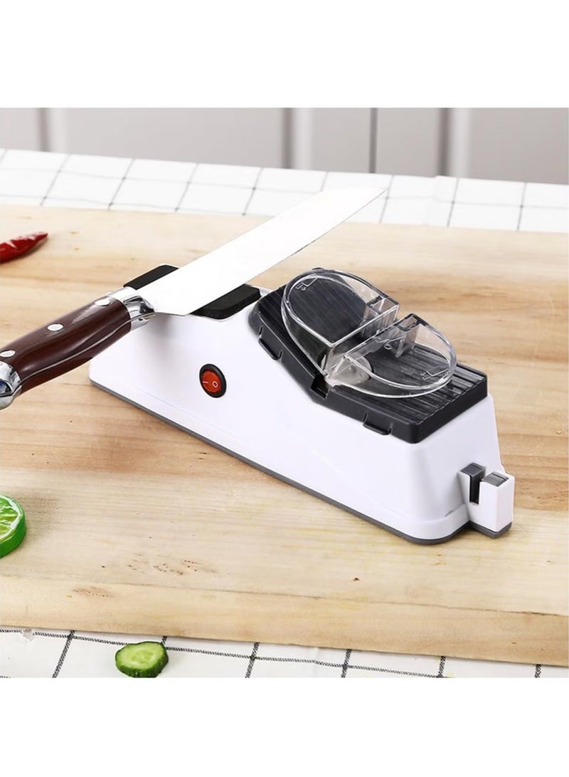 ORLENIC USB Electric Knife Sharpener with Diamond Wheel, Adjustable 2-Stage Sharpening for Kitchen Knives & Scissors, Fine & Coarse Blade Grinding Tool for Ceramic and Steel Knives - Image 4