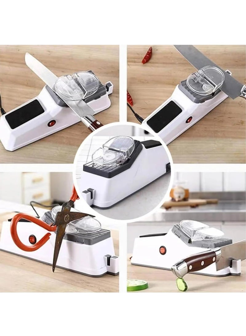 ORLENIC USB Electric Knife Sharpener with Diamond Wheel, Adjustable 2-Stage Sharpening for Kitchen Knives & Scissors, Fine & Coarse Blade Grinding Tool for Ceramic and Steel Knives - Image 5