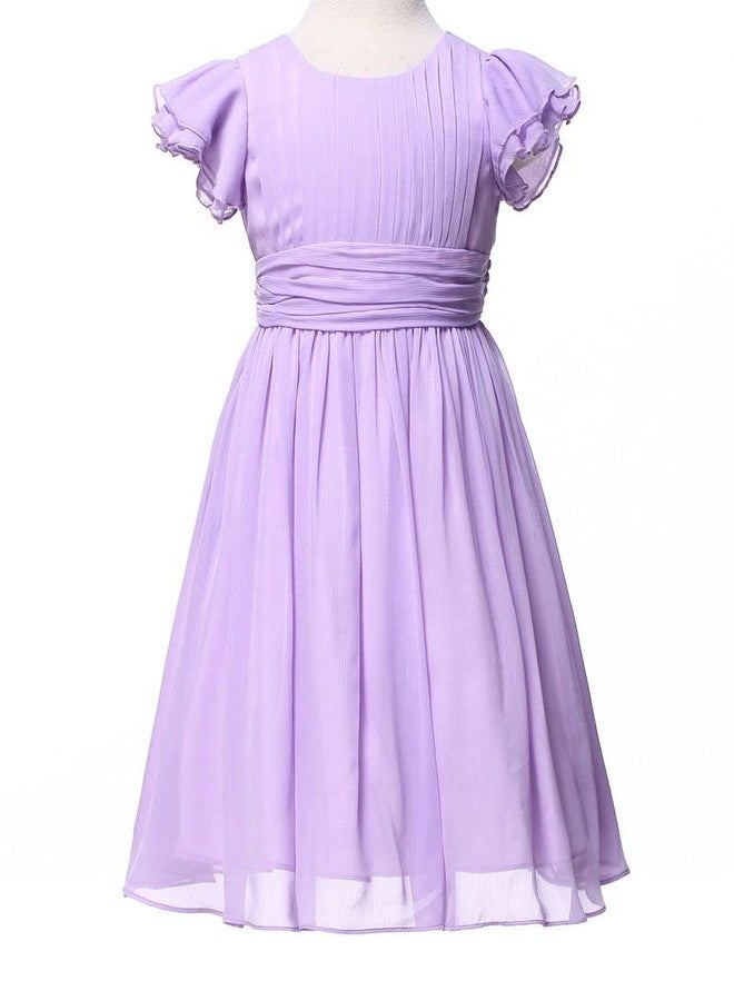 Happy Rose Flower Girls Dresses Junior Bridesmaids Little Girls Elegant Ruffle Chiffon Tea Length, Lavender, 12 - Image 3