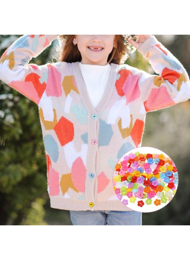 200Pcs Flower Shaped Two-Hole Sewing Buttons, Colorful Craft Replacement Buttons for Clothing, DIY Projects, Scrapbook & Gift Decoration - Image 5