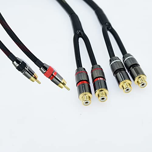 Arklove 1ft Shielded RCA Splitter Subwoofer Stereo Audio Video Cable 1 Male to 2 Female Dual Speaker Y Adapter Connector Extension Cord 24k Gold Plated(2 Pack) - Image 3