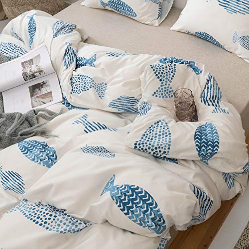 MOZEO Style Bedding Duvet Cover Set 2 Piece, Comfy Fish Cartoon Printed Cute Quilt Cover for Children Kids Soft Home Bedding Cover Sets (Twin Fish) - Image 3