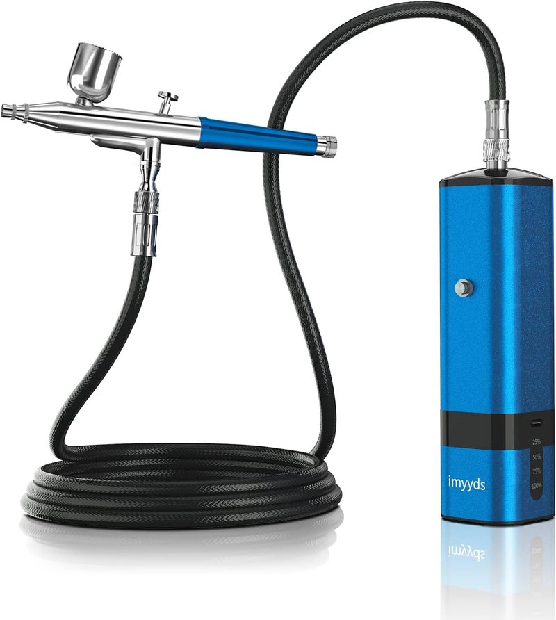 imyyds Airbrush Kit with Compressor, 32 PSI High Pressure Cordless Airbrush Gun, Portable Dual Action Airbrush Compressor Set, Handheld Mini Rechargeable Air Brushes for Painting, Model, Nail, Makeup - Image 1