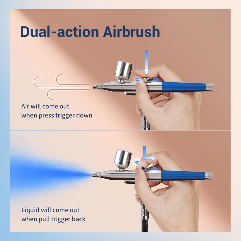 imyyds Airbrush Kit with Compressor, 32 PSI High Pressure Cordless Airbrush Gun, Portable Dual Action Airbrush Compressor Set, Handheld Mini Rechargeable Air Brushes for Painting, Model, Nail, Makeup - Image 4