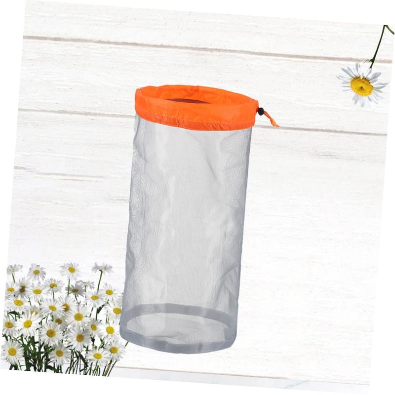 Orange Lightweight Nylon Mesh Drawstring Storage Pouch for Travel Camping Sports Organizer - Image 5