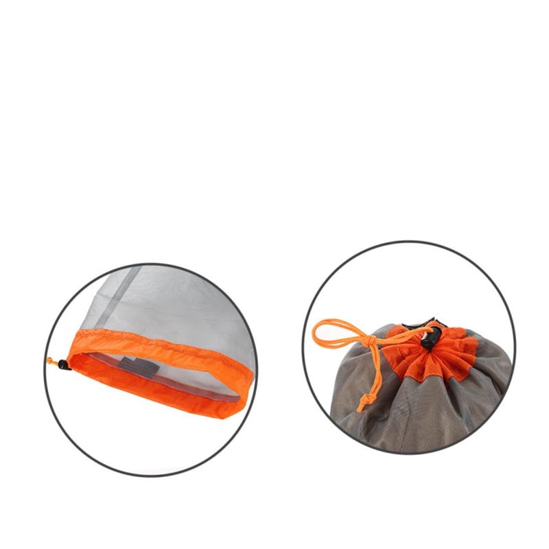 Orange Lightweight Nylon Mesh Drawstring Storage Pouch for Travel Camping Sports Organizer - Image 4