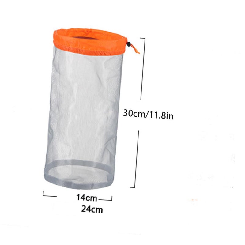 Orange Lightweight Nylon Mesh Drawstring Storage Pouch for Travel Camping Sports Organizer - Image 3