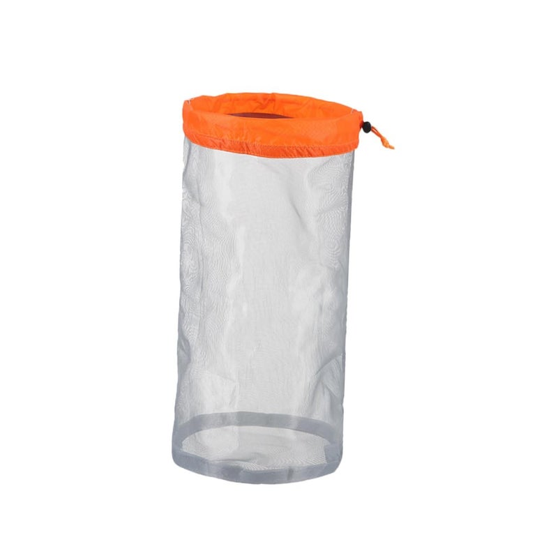 Orange Lightweight Nylon Mesh Drawstring Storage Pouch for Travel Camping Sports Organizer - Image 2