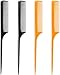 LUXXII (4 Pack) 9.25" Sturdy Rat Tail Comb Fine-tooth Hair Combs with Thin and Long Handle Dressing Comb Dresser Comb (Black and Brown) - Image 2