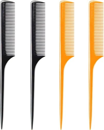 LUXXII (4 Pack) 9.25" Sturdy Rat Tail Comb Fine-tooth Hair Combs with Thin and Long Handle Dressing Comb Dresser Comb (Black and Brown) - Image 1