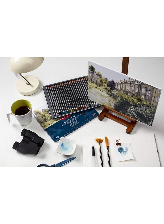 Derwent Graphitint Pencils Tin, Set of 24, Great for Holiday Gifts, Unique Blend of Graphite and Color, Watersoluble, Ideal for Mixed Media, Professional Quality (0700803) - Image 5