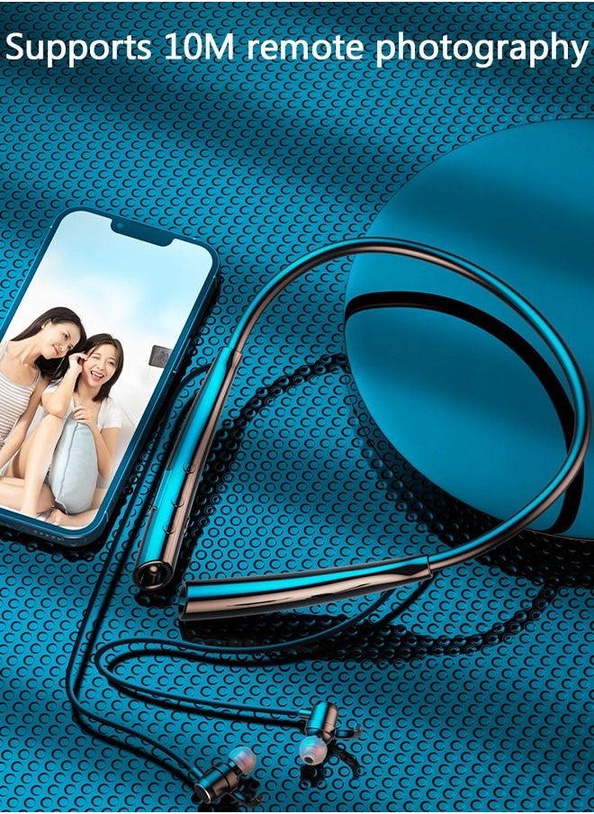 DUNISO - Wireless Bluetooth Headphones With Light Neckband Headset With Retractable Earbuds Noise Cancelling Stereo Sweatproof Earphones With Mic For Gym Running Office - Image 1