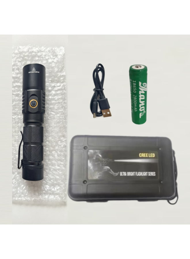 UV Filter Violet Flashlight Fluorescent Banknote Identification Flashlight Quad-Core 365nm Mask Fluorescent Test Lamp-Color:365nm Black Mirror 18650 Battery Set (2800 Mah)  - Image 1