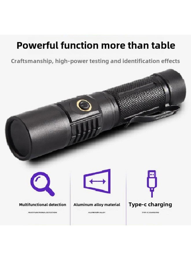 UV Filter Violet Flashlight Fluorescent Banknote Identification Flashlight Quad-Core 365nm Mask Fluorescent Test Lamp-Color:365nm Black Mirror 18650 Battery Set (2800 Mah)  - Image 4